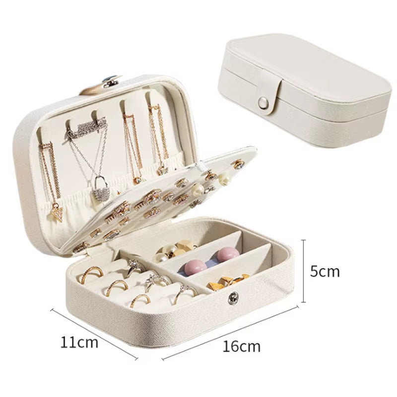 2022 Jewelry Organizer Display Travel Jewellery Case Boxes Travel Portable Jewelry Box Leather Storage Organizer Earring Holder