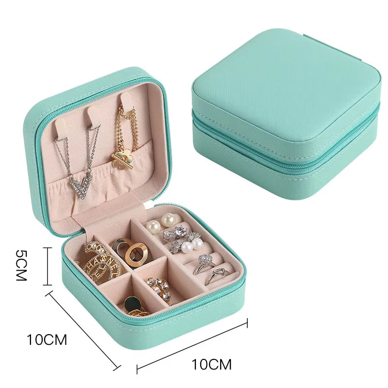 2022 Jewelry Organizer Display Travel Jewellery Case Boxes Travel Portable Jewelry Box Leather Storage Organizer Earring Holder