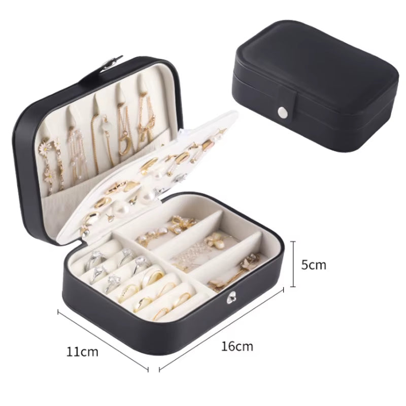 2022 Jewelry Organizer Display Travel Jewellery Case Boxes Travel Portable Jewelry Box Leather Storage Organizer Earring Holder