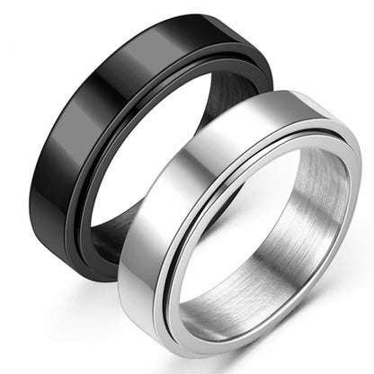 Anxiety Fidget Spinner Rings for Men 6Mm Smooth Stainless Steel Spinning Rotating Ring for Women anti Stress Jewelry Gift